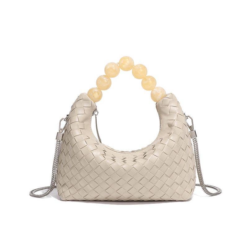 PEACH ACCESSORIES - Wholesale Shoulder Bag - Women's - Woven Tote Bag with Beaded Handle B22074
