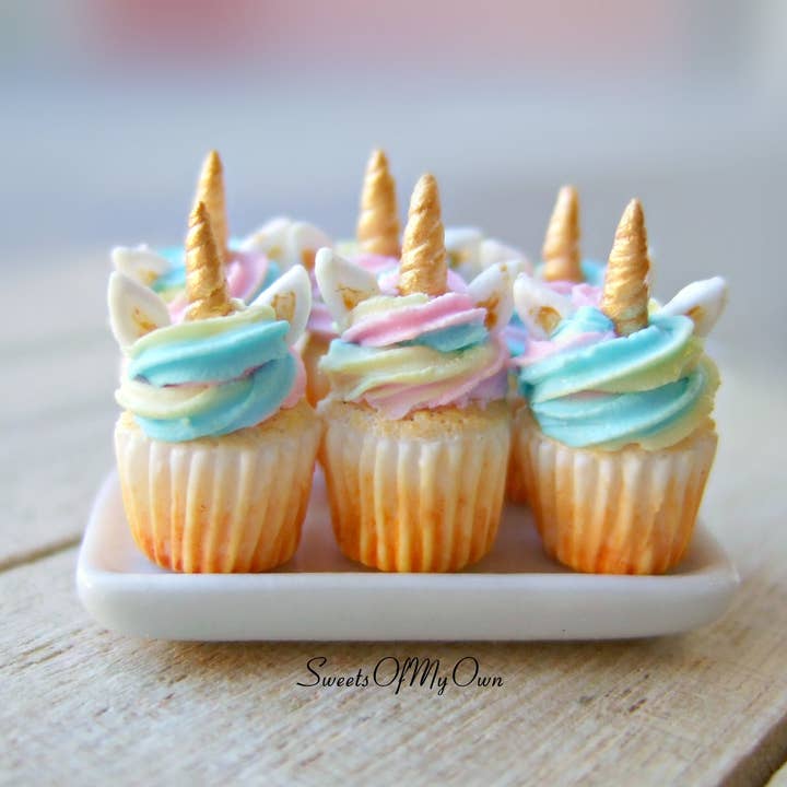Miniature Unicorn Cupcakes - Dolls House Miniature Food for wholesale by Sweetsofmyown