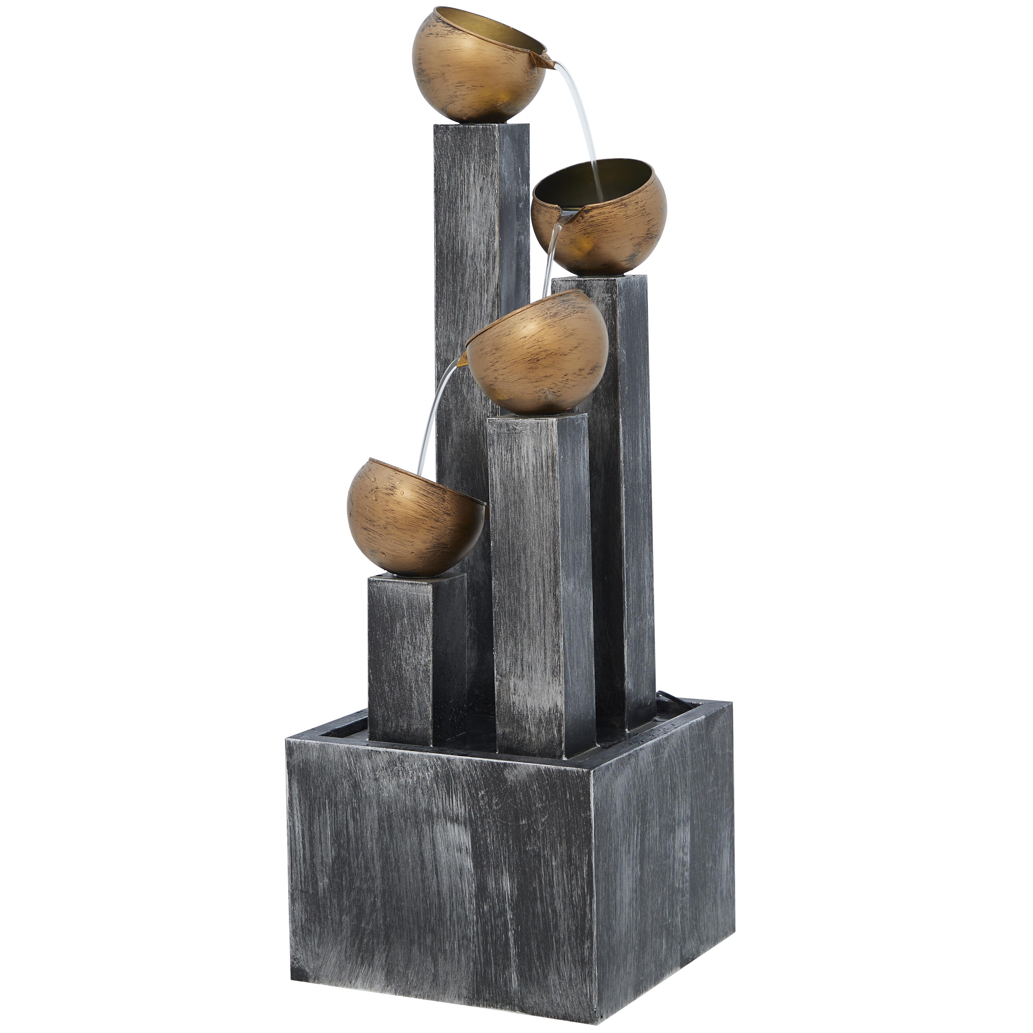 Import Corner - Wholesale Outdoor Ornament/Decor - A-22927: METAL WATER FOUNTAIN WITH LED LGHTS 15"W, 42"H4