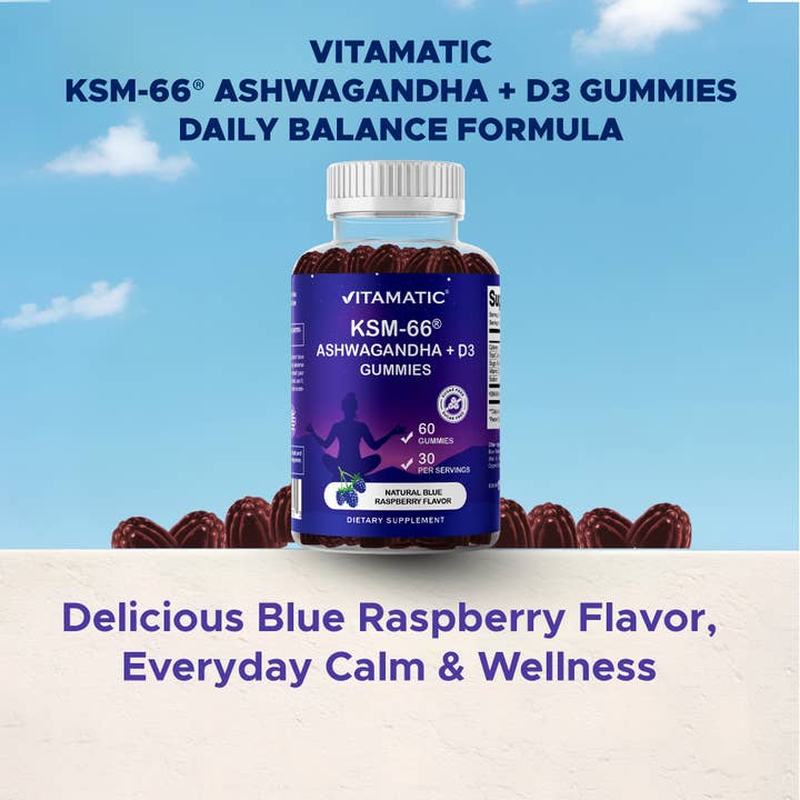 Vitamatic - Wholesale Oral Supplement/Vitamin - Vitamatic KSM-66® Ashwagandha + D3 Gummies - 60 Gummies3