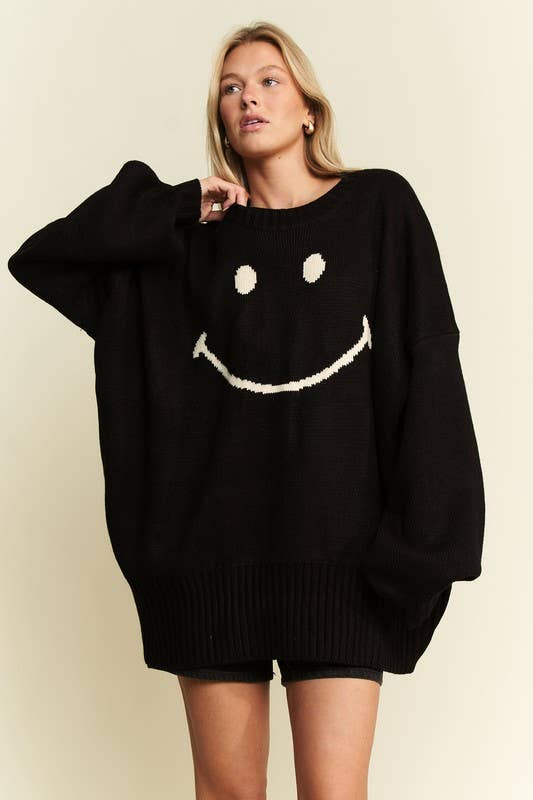 JADE BY JANE - Wholesale Knit Sweater - Women's - OVERSIZED LONG SLEEVE SMILE SWEATER2