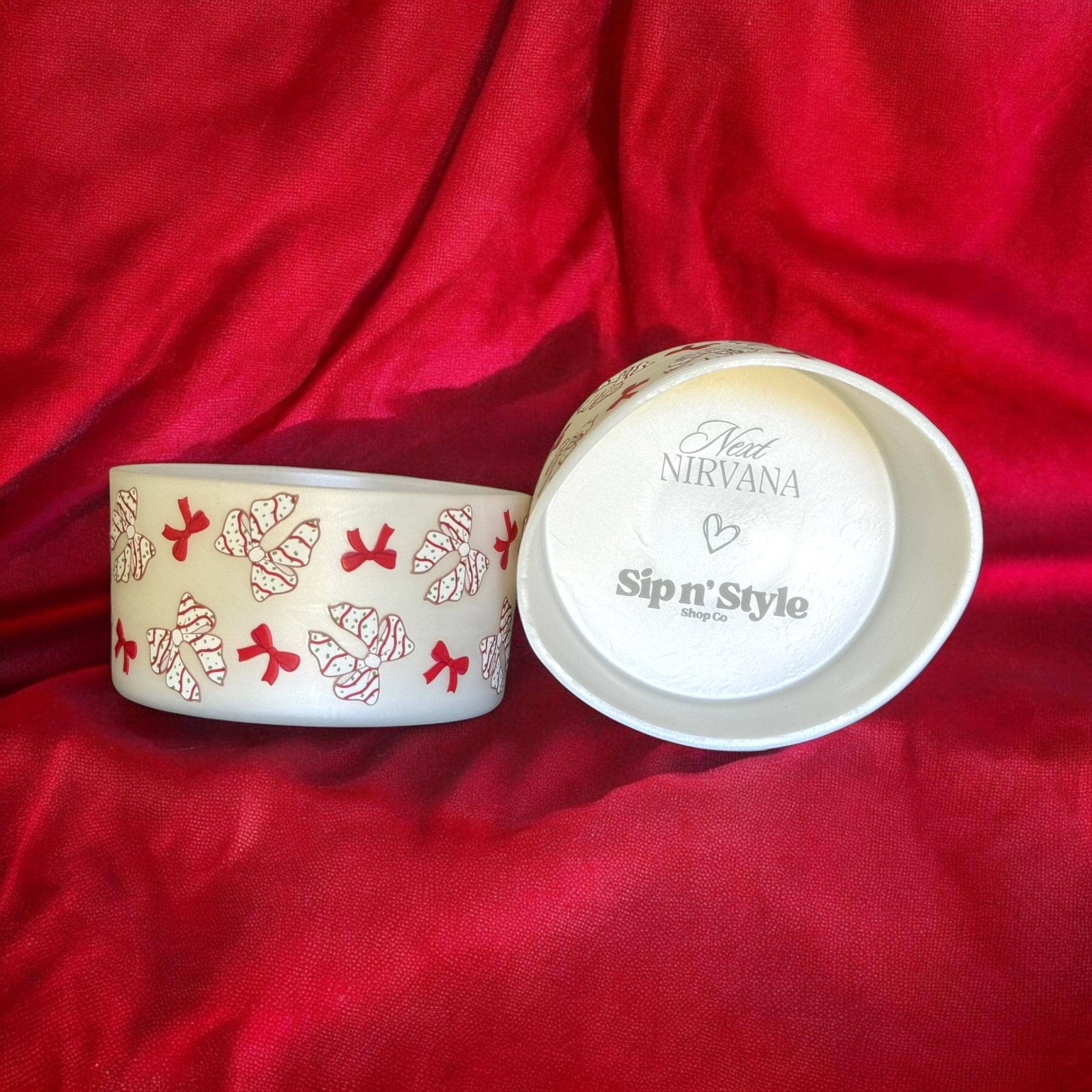 Sip n' Style Shop Co. – drink topper por atacado – Laços de Bolo de Natal | Bota de Silicone1