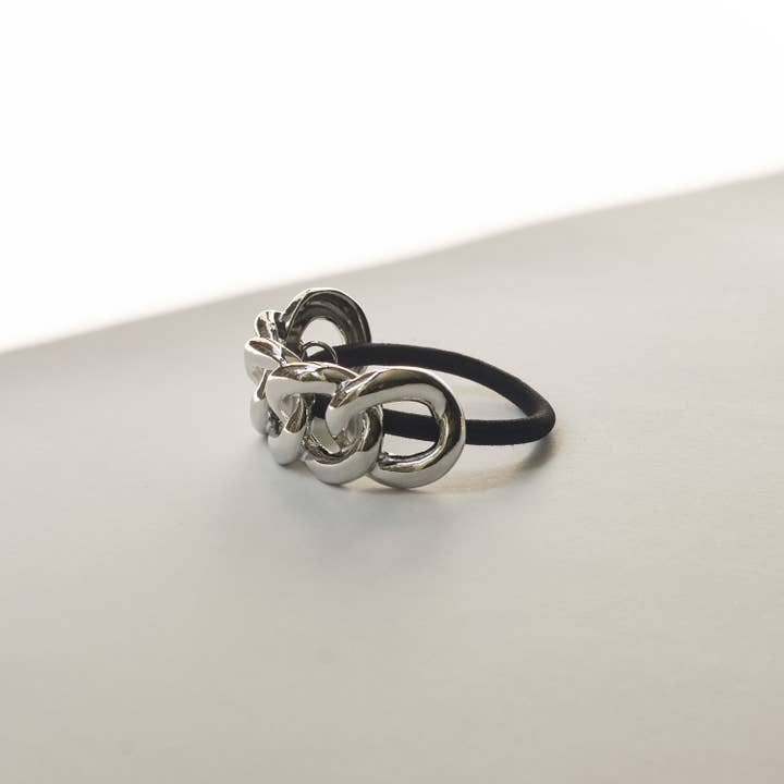 nar'sha - Wholesale Hair Tie - Chain Metal Ponytail Cuff Hair Tie | Silver