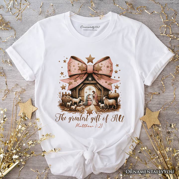 OrnamentallyYou - Wholesale T-shirt (graphic) – women's - Holy Night Nativity Scene Jesus T-Shirt, The Greatest Gift