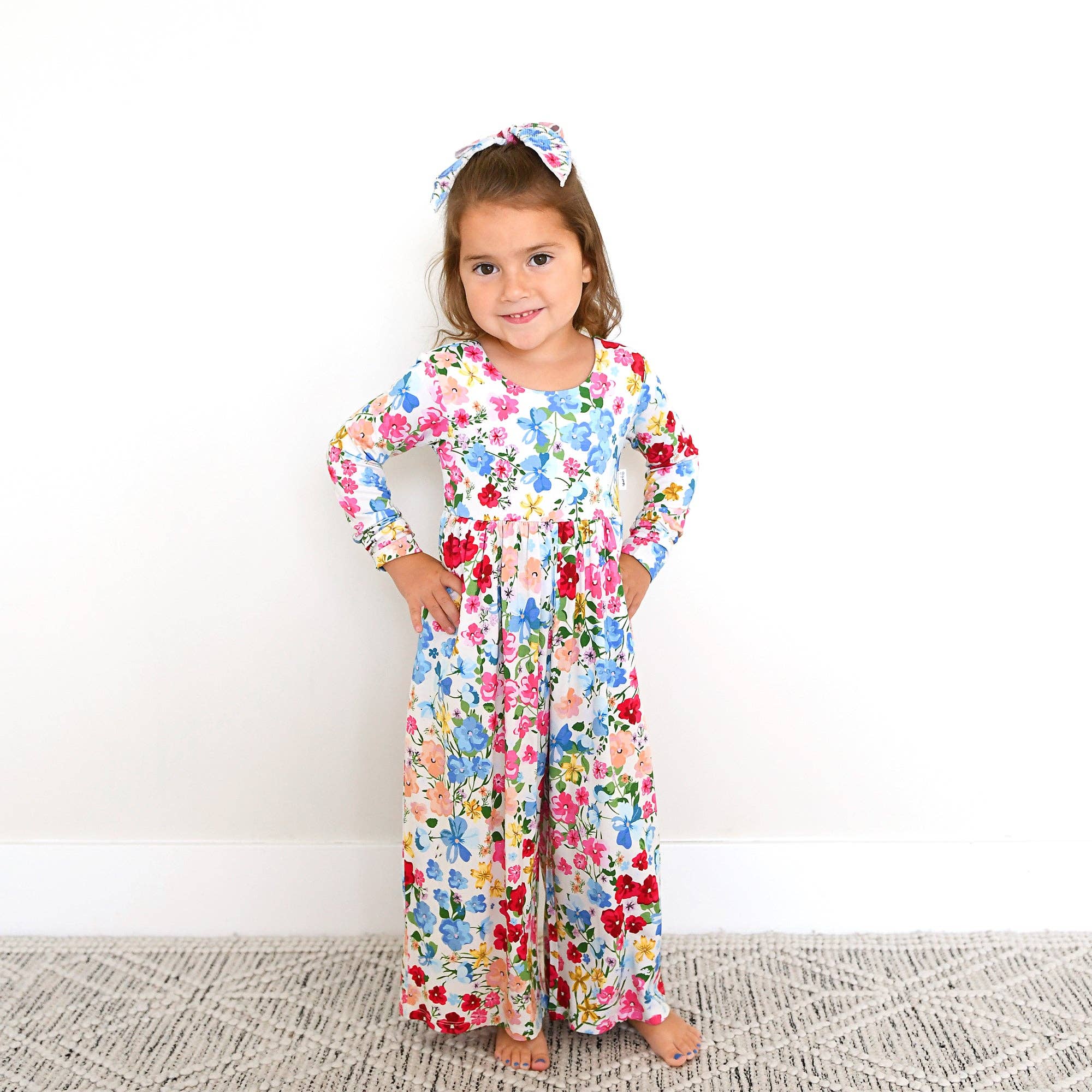 Gigi and Max - Wholesale Jumpsuit - Baby - Kaylee WIDE LEG ROMPER Bamboo Floral Kids Clothing Outfit8