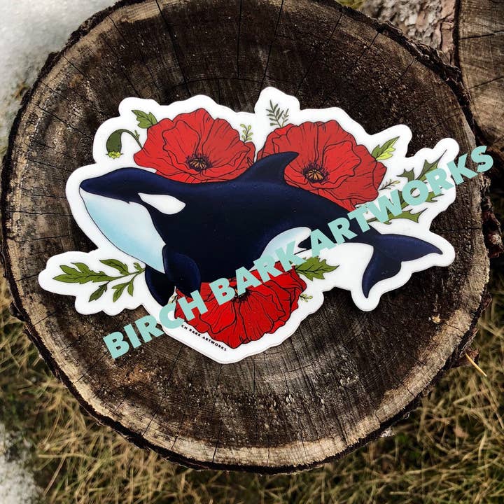 Orca Poppy Sticker for wholesale by Birch Bark Artworks