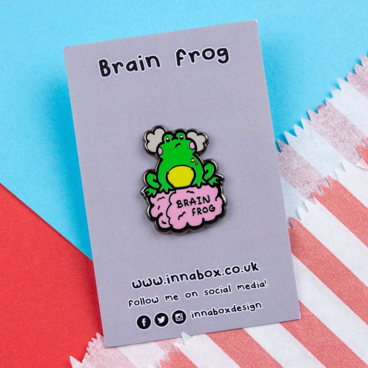 Innabox Ltd – Engroshandel Reversnål/knap – Brain Frog Emaljestift - Brain Fog