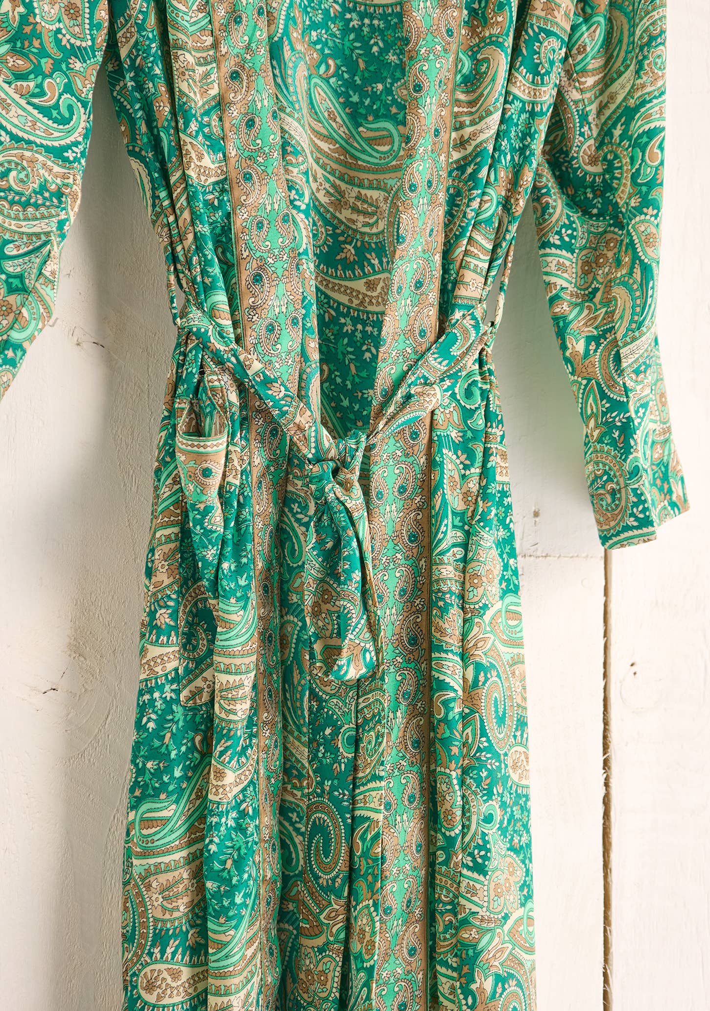 Namaste – Robe - Mulher por atacado – Kimono Verde Floral com Estampa Paisley5