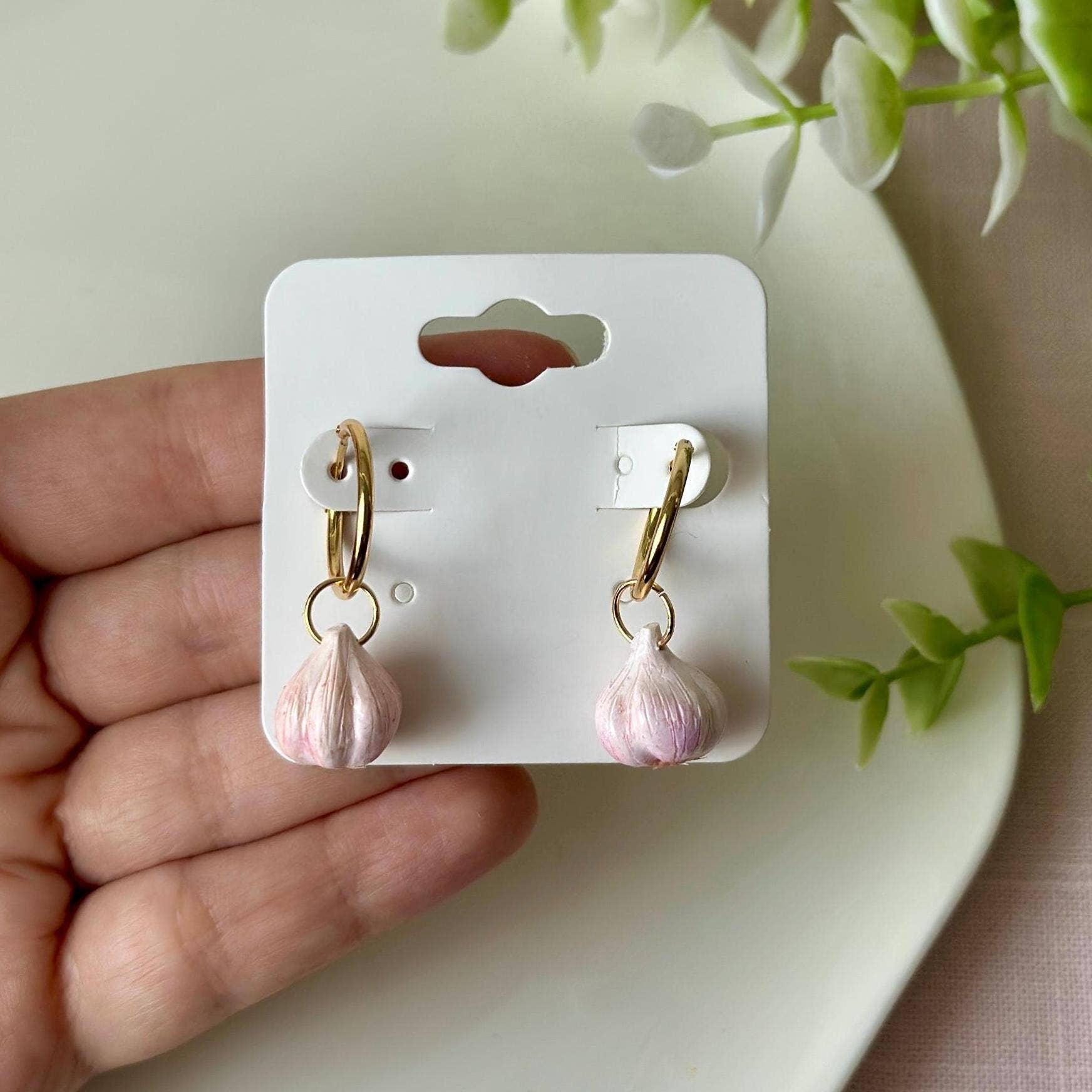 K's Craft House - Wholesale Dangle Earrings - Handmade Garlic Polymer Clay Hoop Earrings3