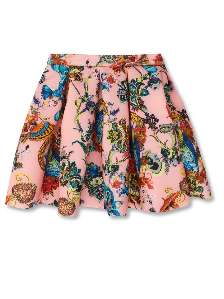 Girls Botanical Owl Coral Pleated Skirt By Kids Couture for wholesale by Mia Belle Girls • Wholesale