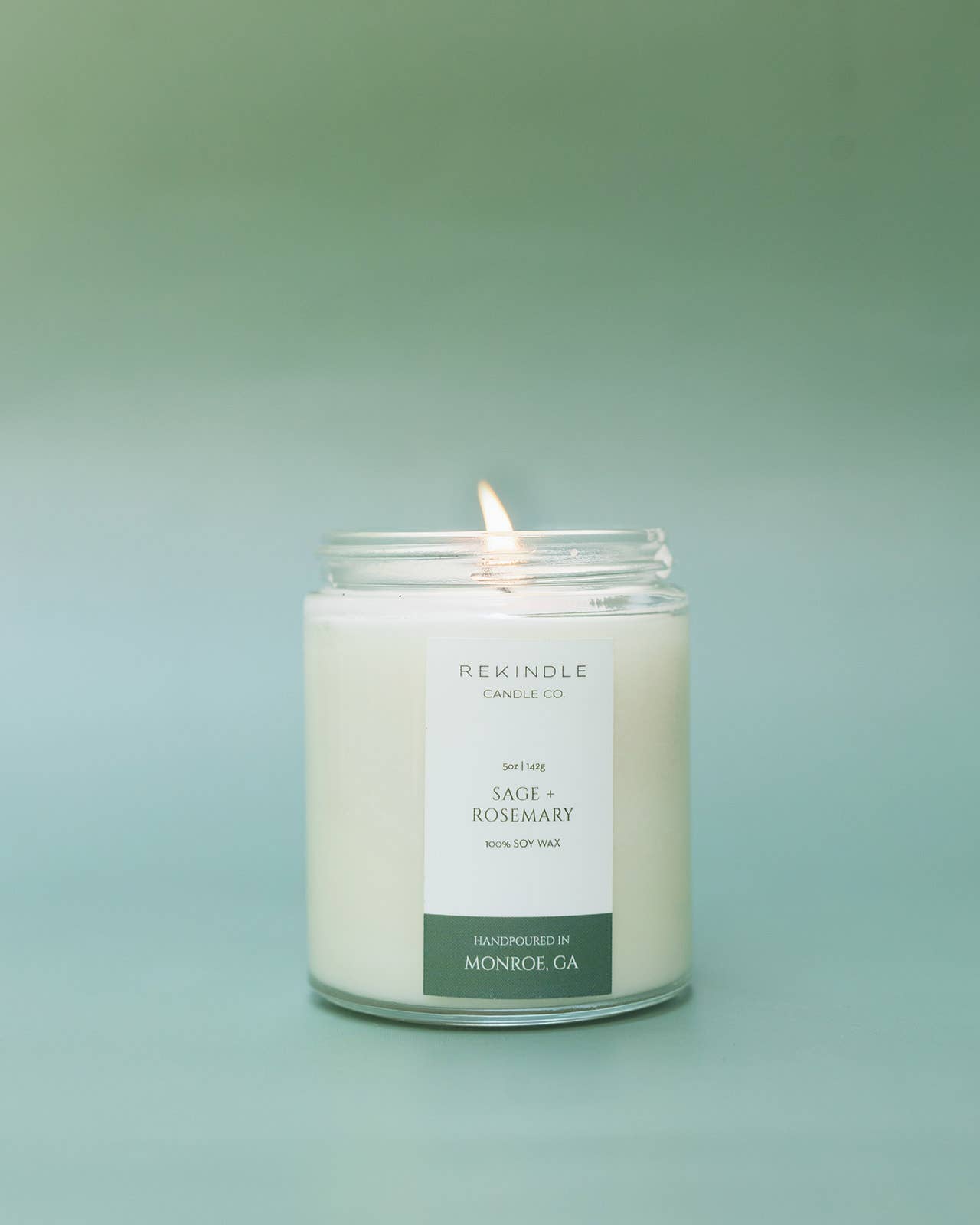 Rekindle Candle Co - Wholesale Jar/Filled Candle - Sage + Rosemary Cotton Wick Soy Candle