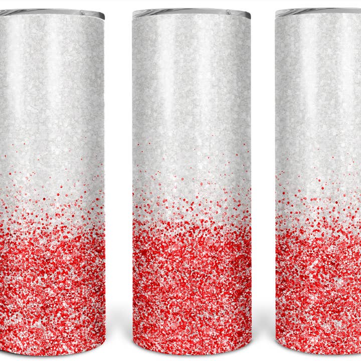 White and Glitter Ombre 20oz Sublimation Tumbler for wholesale by Twisted T Creations