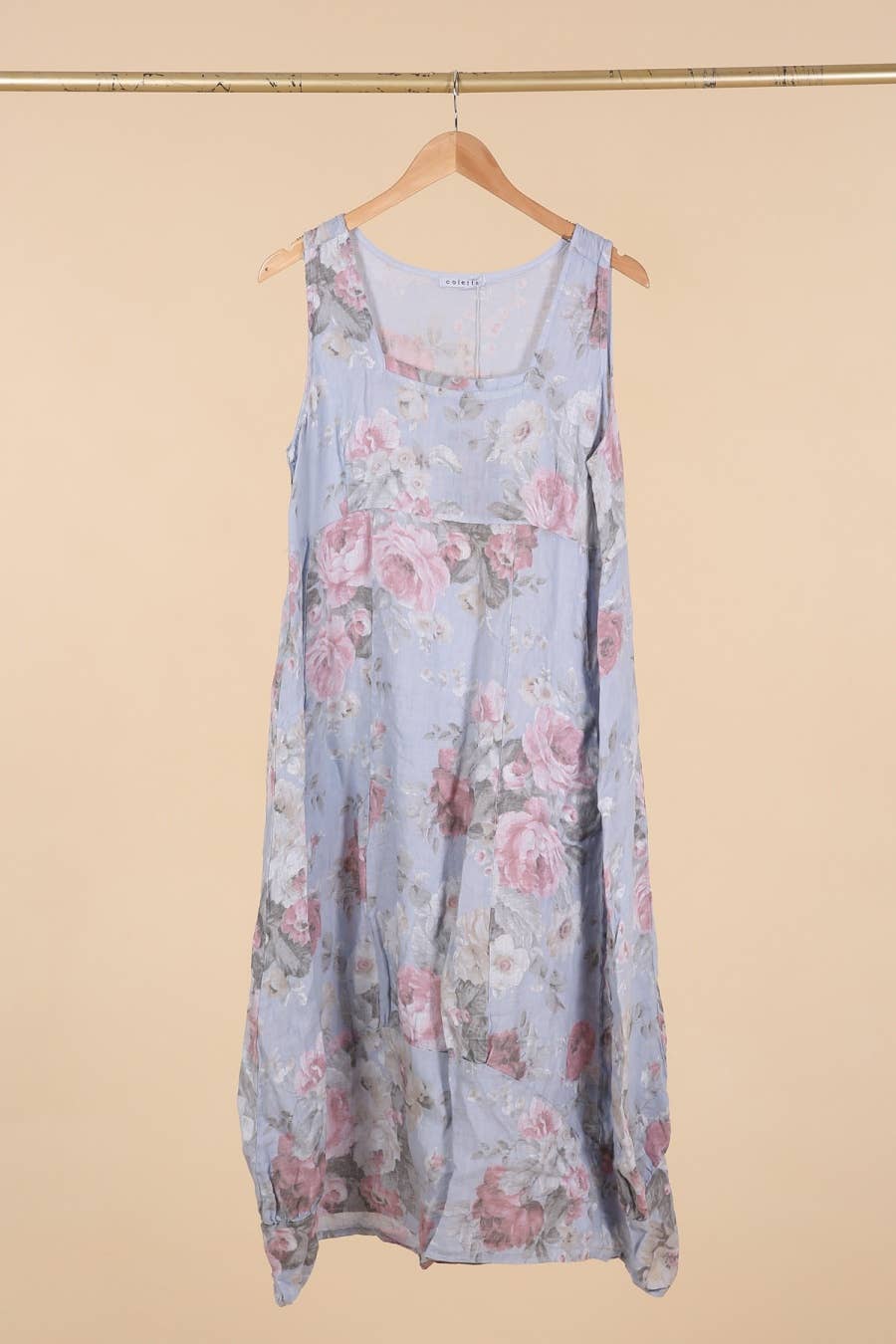la maison des fibres naturelles - Wholesale Dress - Women's - sleeveless floral dress in 100% linen 622319