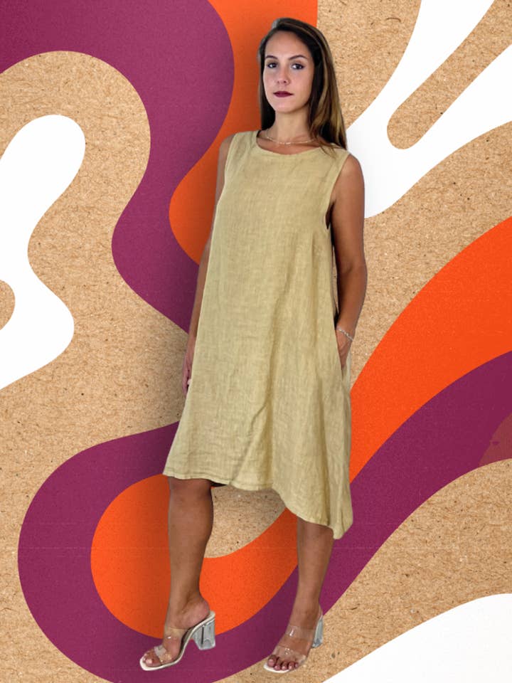 Linen & More - Wholesale Dress - Women's - REF 29306 SHORT SLEEVE DRESS SISA LINEN 100%