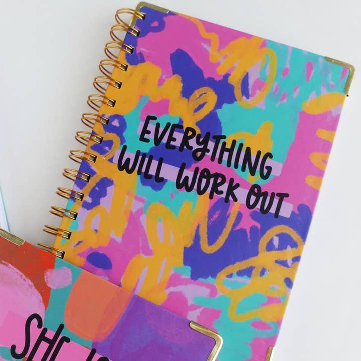 Pretty Peacock Paperie - Women's Empowerment - Wholesale Journal/Diary - Everything Will Work Out Hardcover Spiral Journal4
