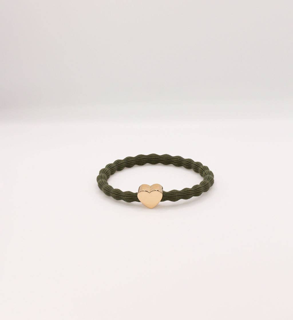 Last True Angel - Wholesale Hair Tie - Wave Hair Tie with Gold Heart Charm (Various Colours)9