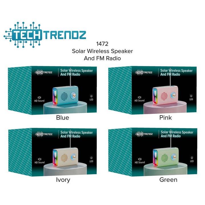 Tech Trendz - Wholesale Speakers - Solar Wireless Speaker and FM Radio