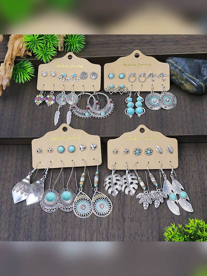 Copy Boho Turquoise Alloy Earrings Set HH060 for wholesale by UNISHE