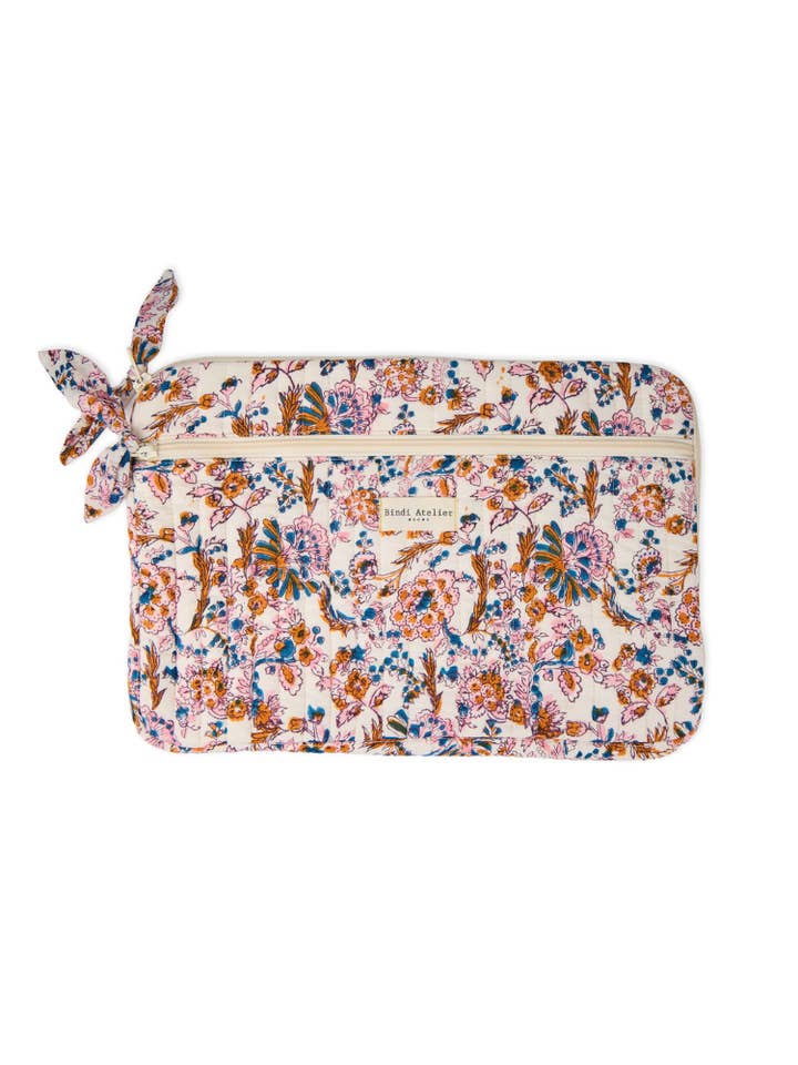 Block-printed cotton laptop sleeve - Kiala for wholesale by Bindi Atelier