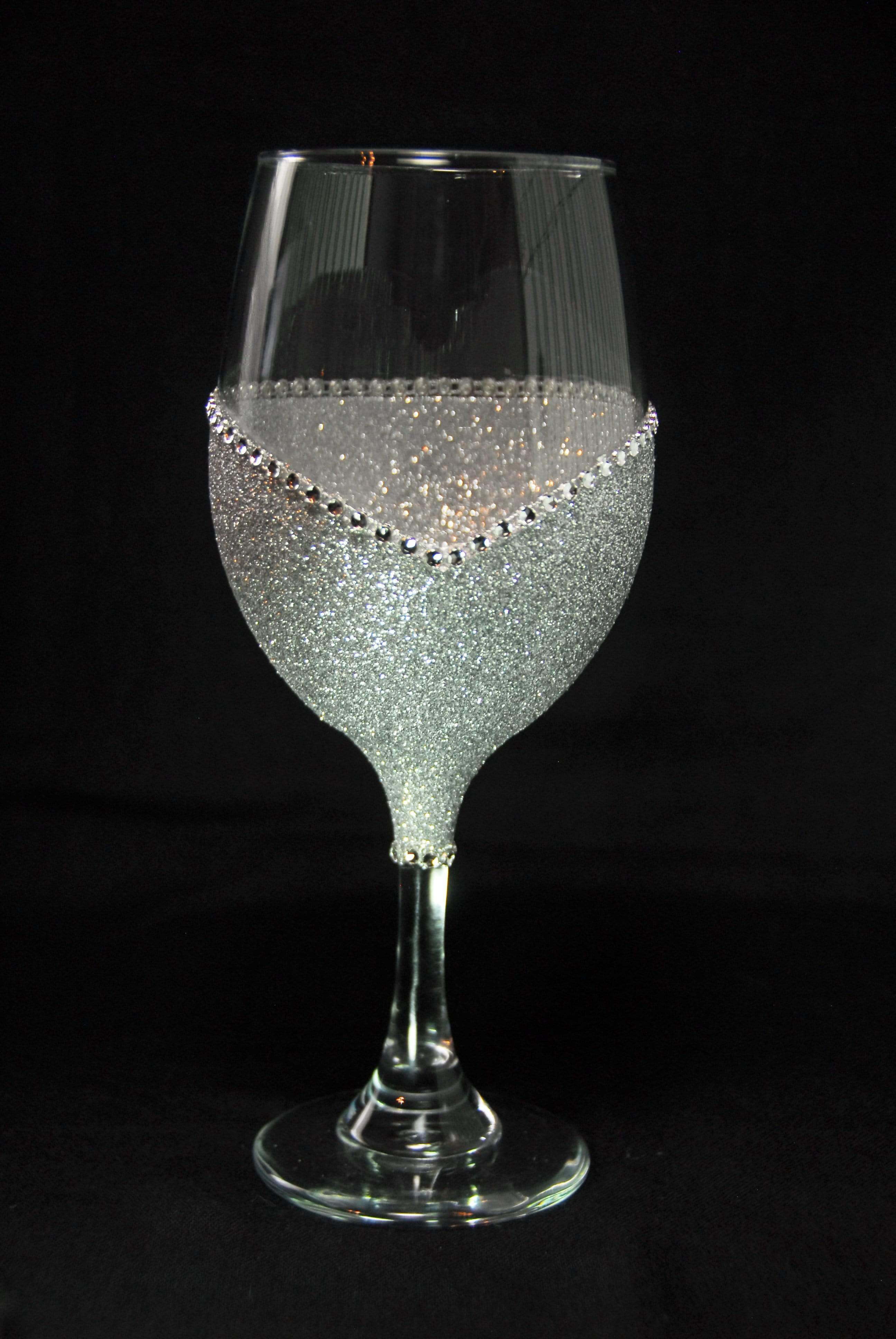 WineyBitches.Co - Wholesale Wine Glass - Bride (Wedding Rings Design) – Handmade Bling Wine Glass (Wedding Party Collection)2