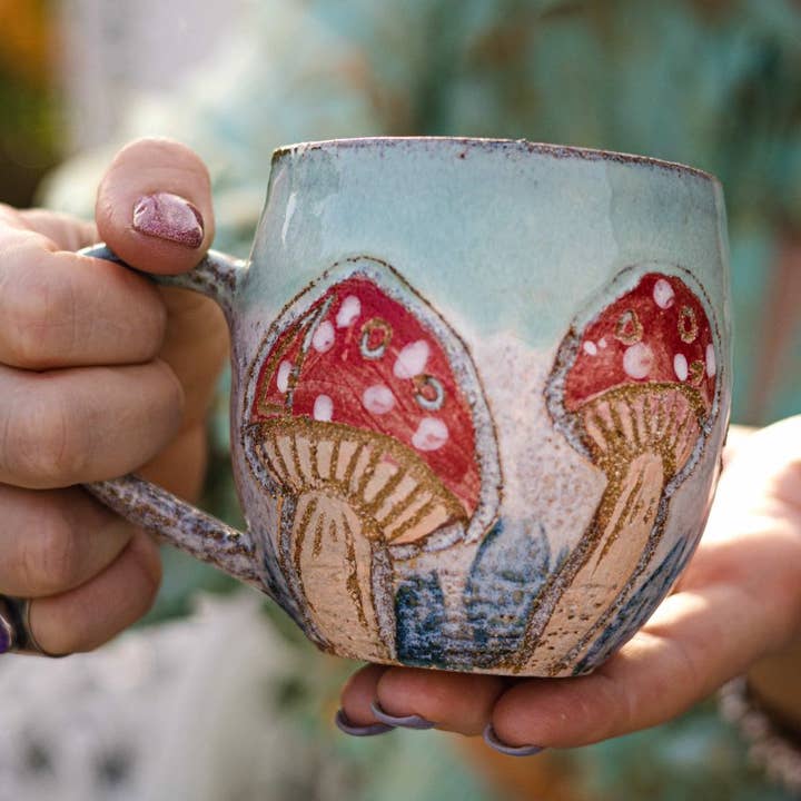 Fairy Ring Mushie Cup for wholesale by Carys Martin Ceramics