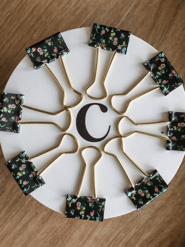 Decorative Binder Clip Pack - Floral Print for wholesale by Carleen Creative