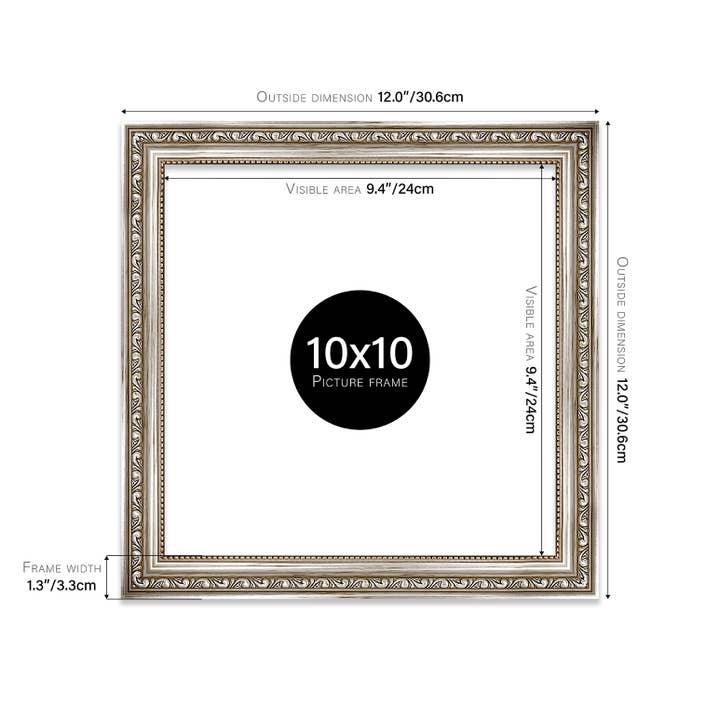 10x10 Silver Ornate Picture Frame 10"x10" for wholesale on Faire1