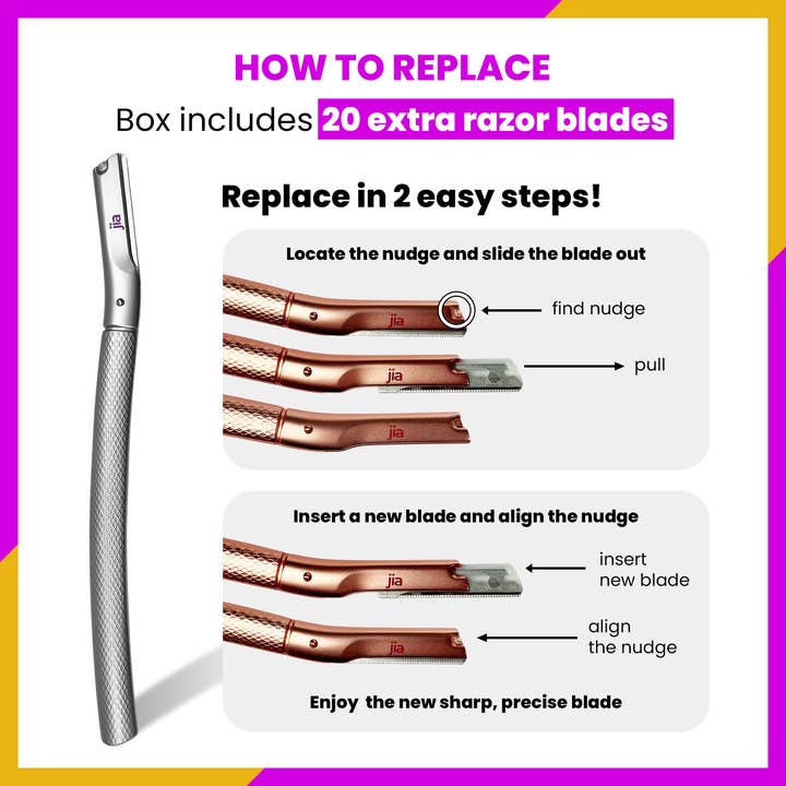 jia Personal Care - Wholesale Razor - Jia Dermaplane Facial Metal Razor - Sleek Silver2