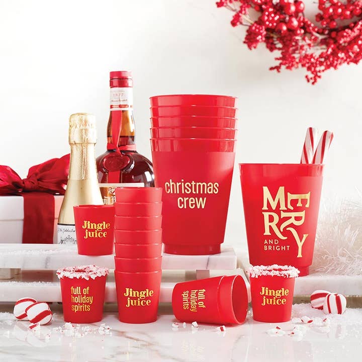 Santa Barbara Design Studio by Creative Brands - Wholesale Disposable Cup - Gold Foil Frost Cups - Merry + Bright - Set of 62