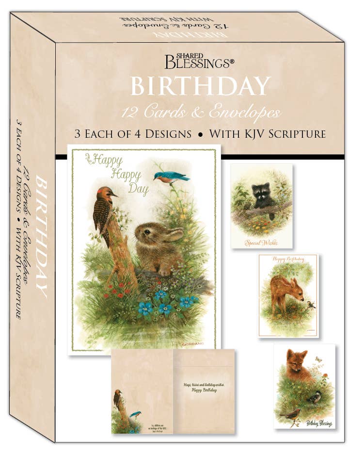 Crown Point Graphics - Vente Cartes d'anniversaire - Cartes d'anniversaire religieuses - Petite faune | 12 cartes1