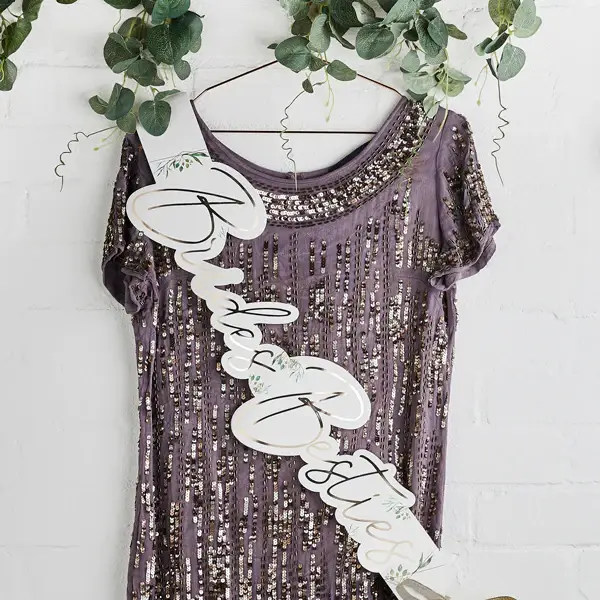 Hootyballoo by Club Green – wholesale Party gift – Geometric Greenery 'Brides Besties' Sashes 5 Pack1