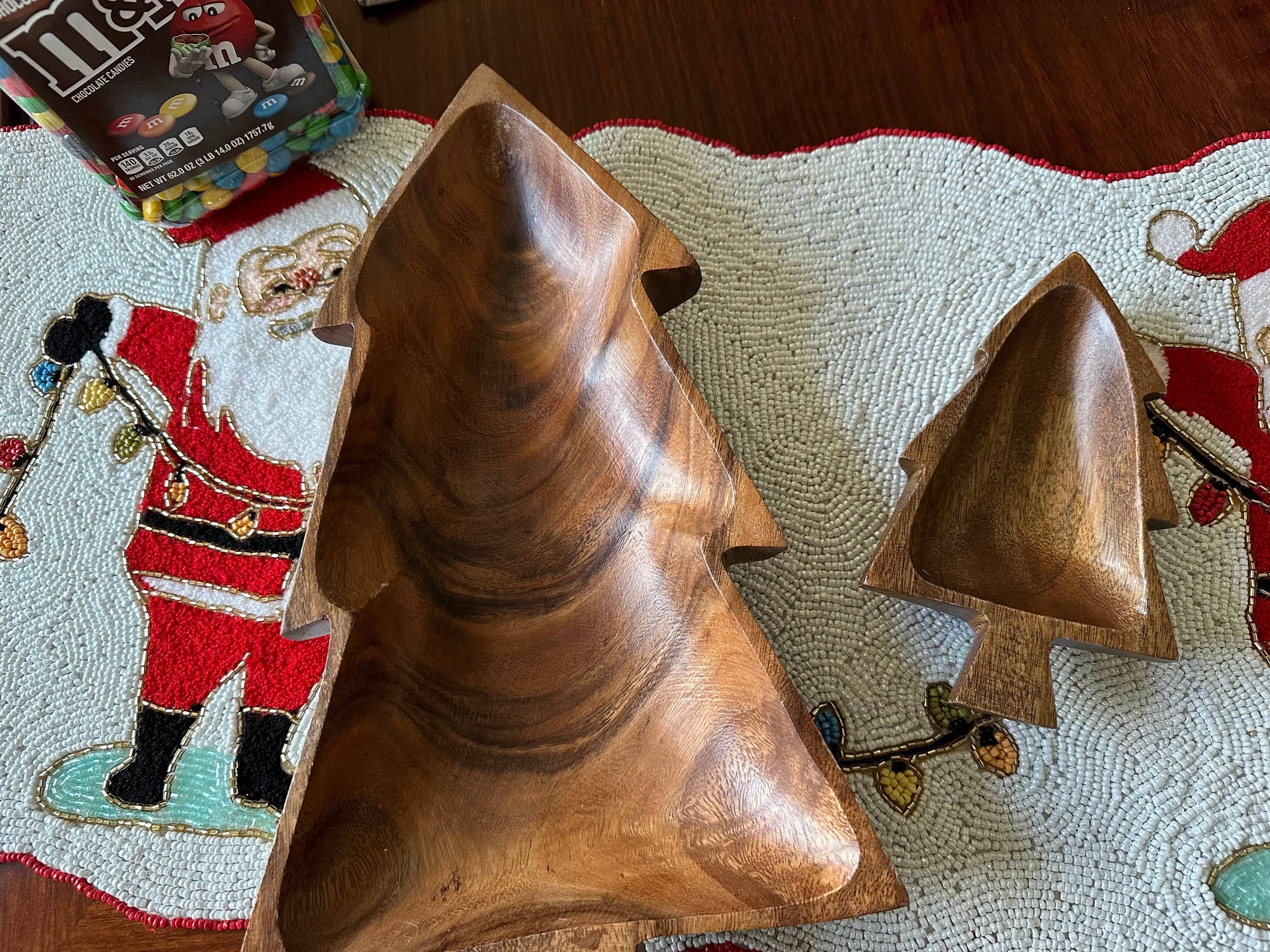 Woodware&Co – Prato/tigela decorativa por atacado – Taça de madeira de Acácia Árvore de Natal6