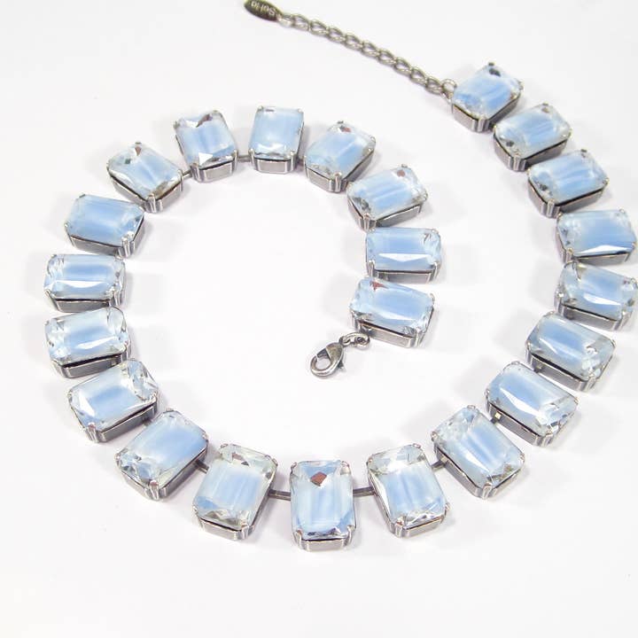 SoHo Schmuckmanufaktur - Wholesale Beaded/Pearl Necklace - Bohemia Necklace Light Blue Collar Necklace Glass Crystal2