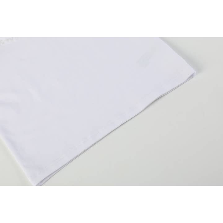 Lil Cactus - Wholesale T-Shirt - Kids - White Lace Collared Girls Short Bubble Sleeve Top3