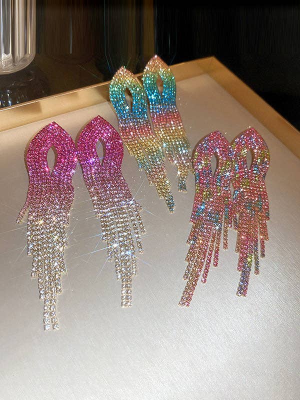 UZ Wholesale Store - Wholesale Tassel Earrings - Gradient Hollow Tasseled Earrings - Gold, Fuchsia, Colorful6