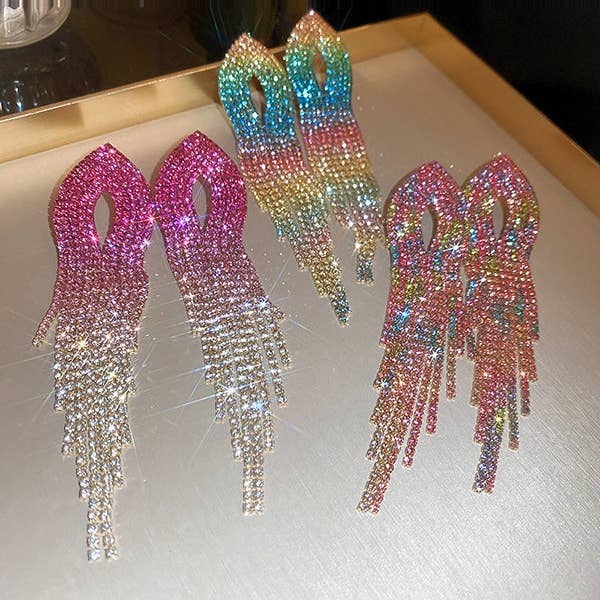 UZ Wholesale Store – wholesale Tassel earrings – Gradient Hollow Tasseled Earrings - Gold, Fuchsia, Colorful6