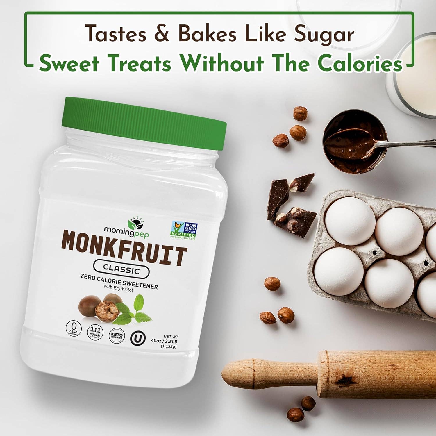 Durelife - Wholesale Sugar/Sweetener - Morning Pep Monk Fruit Sweetener, Classic White 2.5lb5