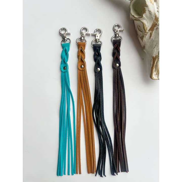 Boho Ranch Shop – wholesale Keychain – Women's – Western Leather Skinny Fringe Keychain - Tassel Keychain