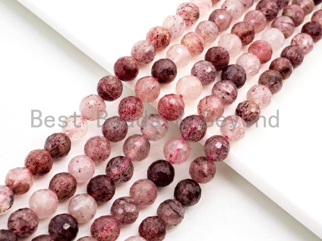 BestBeads&Beyond - Wholesale Beads - Natural strawberry quartz faceted beads, 6mm/8mm/10mmSKU#1372