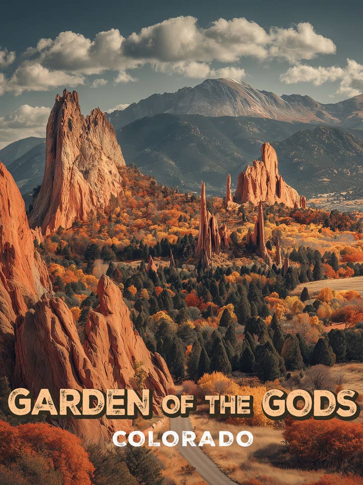 Impressão Artística Rústica do Jardim dos Deuses com Nome - Arte de 8"x10" para Moldura de 11"x14" por atacado de Mowbi