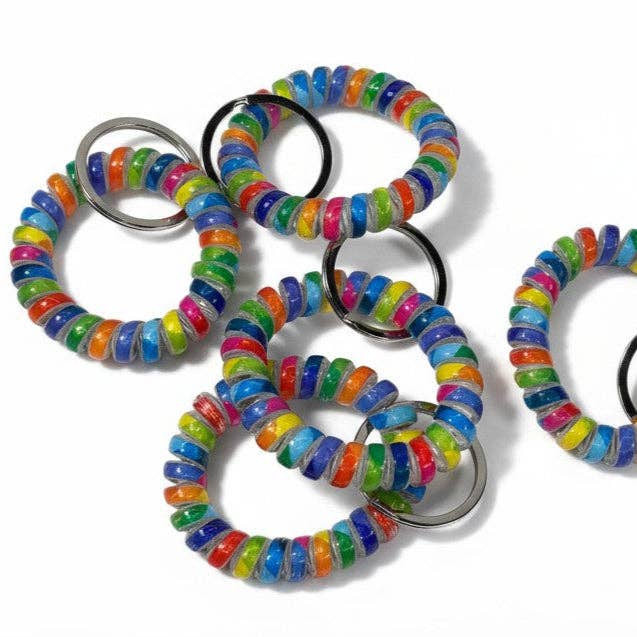 UNE COULEUR PORTE-CLÉS ÉLASTIQUE ARC-EN-CIEL 0415-20 (12 PIÈCES) en vente sur Faire1