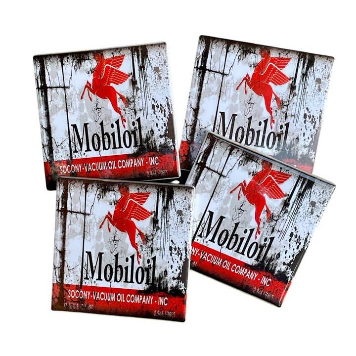 Mobiloil Can Coaster - Ceramic Material - Barware Style for wholesale by Miss Crabtree