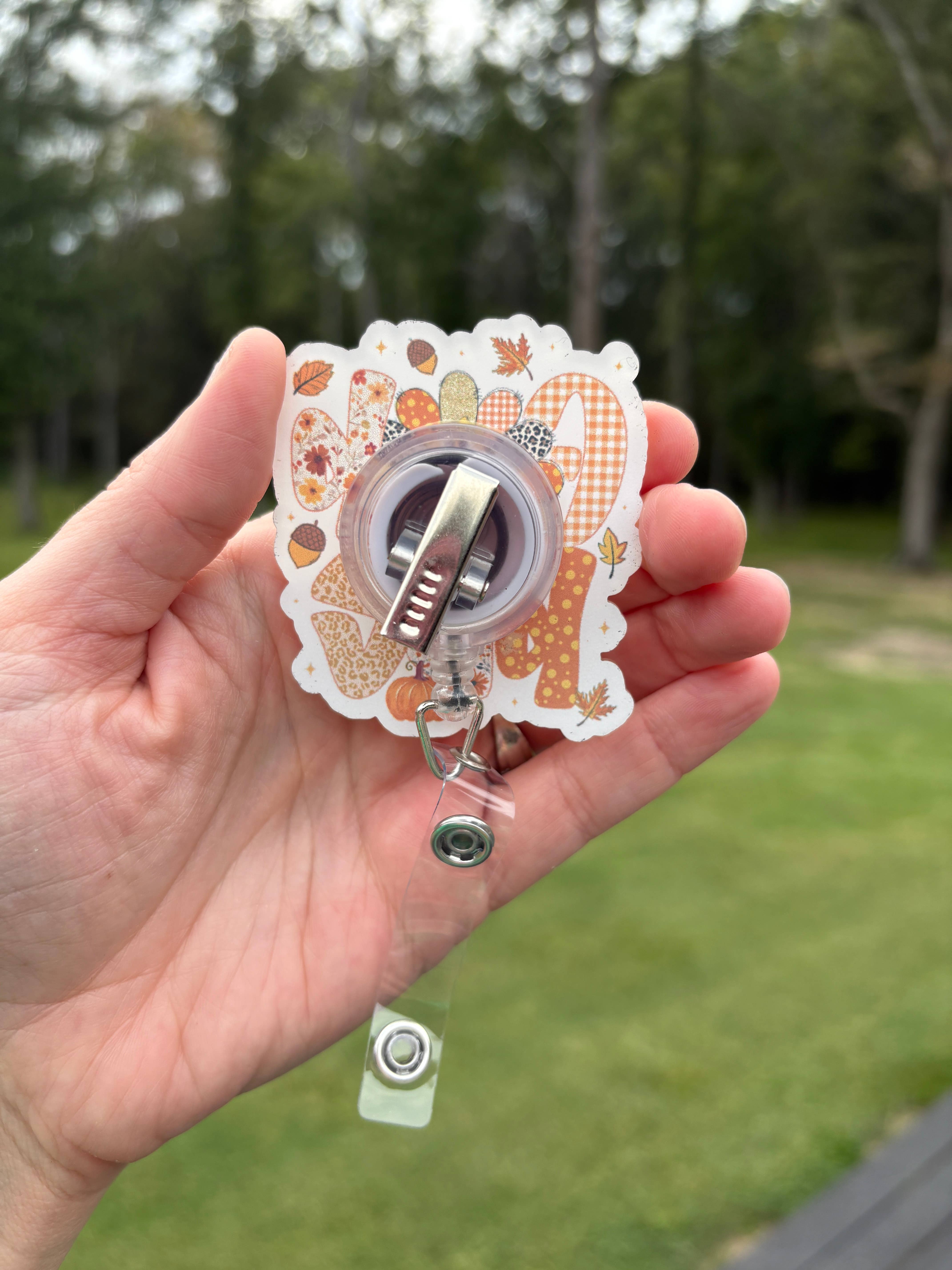 Hello Darling Designs - Vente Accessoire de badge – femme - Porte-badge en acrylique dinde de Thanksgiving1