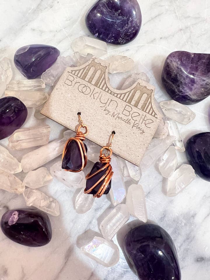Boucles d'oreilles pendantes améthyste pour la vente par Brooklyn Belle Designs