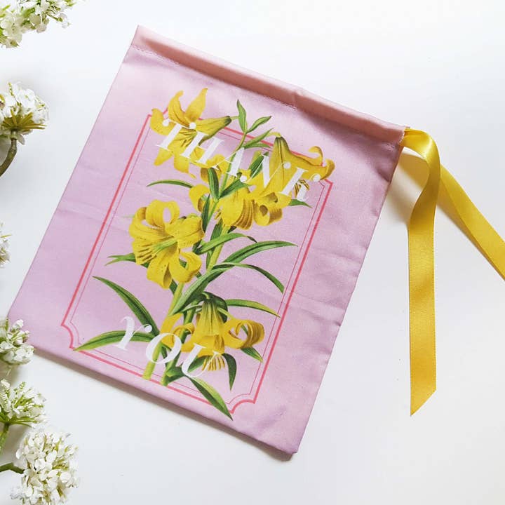 Thank You Gift Pouch with Lily Print for wholesale by Six Acre Meadow