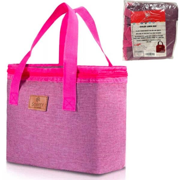 St. Louis Wholesale LLC - Wholesale Cooler/Cooler Bag - Zippered Insulated Cooler Lunch Bags - #4007.Pink-SC - 8"x8"
