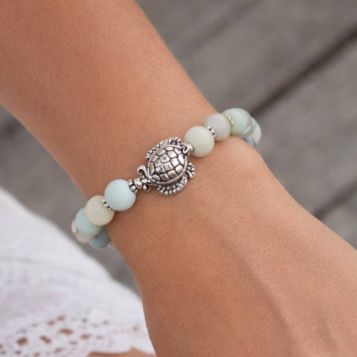 Sea Turtle and Heart Bracelet, Valentines Gifts for wholesale by EarthlieTreasures