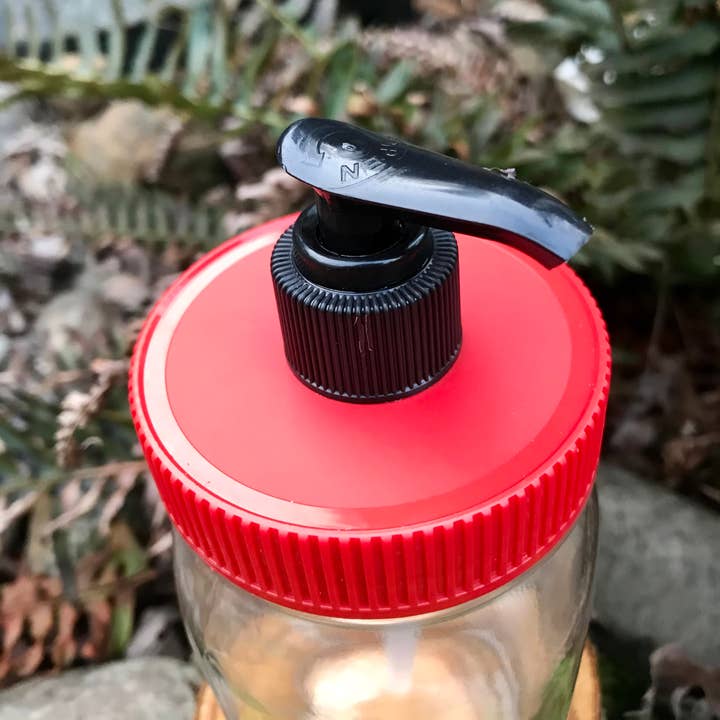 Mason Jar Pump Lid- Black Red, PINT length for wholesale by Simple Sundries, LLC