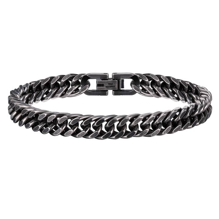 Bracelet à chaîne gourmette pour homme, oxydé, 8 mm pour la vente par PAXPARIS