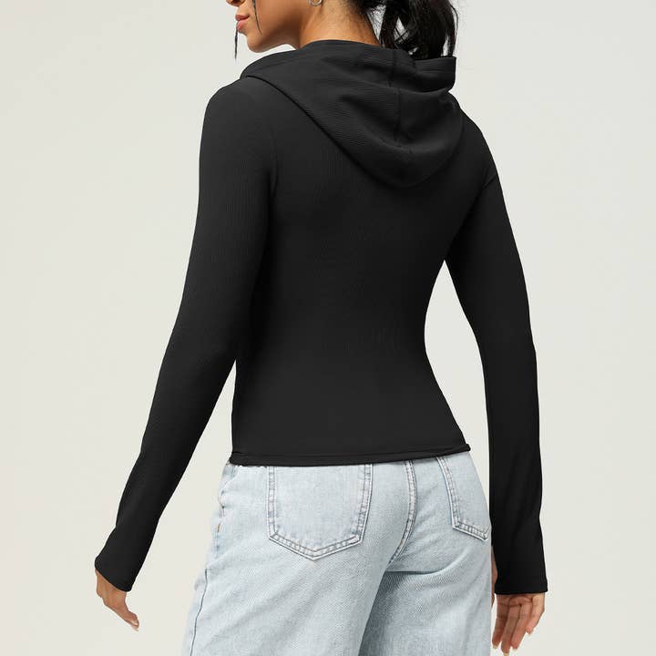 Sodalemon - Vendita all'ingrosso Giacca sportiva - Donna - Giacche con cappuccio per sport all'aperto con cerniera a costine1